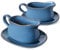 LE TAUCI 17oz Gravy Boat with Saucer Stand, Set of 2, Ceramic Sauce Boat with Tray for Salad Dressings, Creamer, Broth, Black Pepper, Ceylon Blue