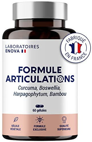 FORMULE ARTICULATIONS | Curcuma, Harpagophytum, Boswellia Serrata, Bambou | Articulations, Souplesse, Mobilité | Complement Alimentaire 100% Naturel | 60 Gélules | Fabriqué en France