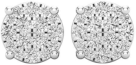 Dazzlingrock Collection Damen-Ohrstecker 1 Karat (ctw) runder weißer Diamant 1 Karat Sterlingsilber, Diamant Sterling Silber, Diamant