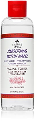 Nature Spell Tonico viso amamelide con frutta alfa idrossi acidi, fiori di ciliegio, aloe vera e acqua di rosa, 200 ml, tonico viso levigante con Aha'S naturale, formulazione senza alcool