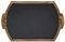 Kadum Planche à steak 40 cm x 26 cm x 1,5 cm - Planche à découper en ardoise et bois d'acacia - Grand plateau en ardoise pour salle à manger - Planche de cuisine robuste en bois et ardoise - Plateau à