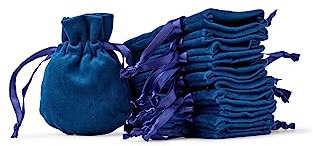 Soul Projekt 25 Stück Samtbeutel, Luxuriöse Samt Säckchen für Hochzeitsmandeln, Gastgeschenke, Schmuck, Mitgebsel, Kristalle. Mehrzweck Beutel mit Kordelzug, Tiefblau, Velvet Bags Deep Blue 7x10cm x25