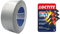 Ruban toilé américain gris argenté, 50 mm x 25 mètres, imperméable, réparations et bricolage, isolant & Loctite Super Glue-3 Power Gel Mini Dose, colle forte enrichie en caoutchouc, lot de 3 tubes 1 g
