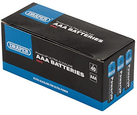 Draper 03970 PowerUP Ultra Alkaline AAA Batteries (Pack of 40)