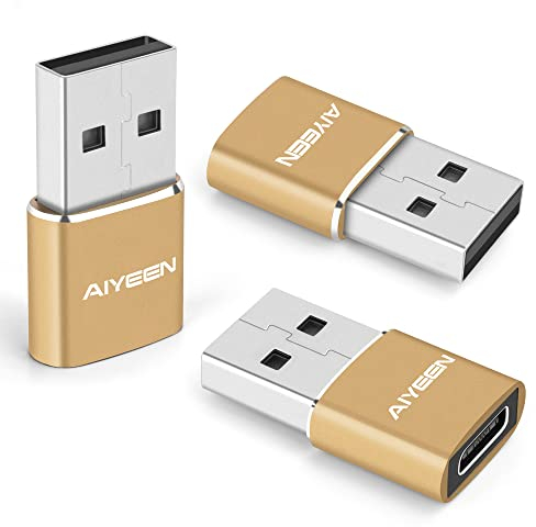 Upgraded USB C Female to USB A Male Adapter,Type C to USB A Charger Cable Converter for Apple iWatch 7,MacBook,iPhone 11 12 13 14 Pro Max,iPad Mini 6,Samsung Galaxy S20 S21 S22 (3Pack Gold)