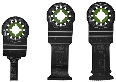 FLEX Lot de 3 outils oscillants pour couper du bois, du bois avec clous, du métal, des cloisons sèches, du PVC - FAM40101-3