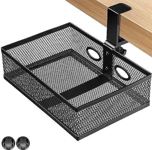 AceList 360° unter dem Schreibtisch Schublade Organizer Bleistift Schublade, 360° drehbare Schreibtisch-Organizer mit 2 Kabellöchern, Geeignet für Home Office Schule, Schwarz