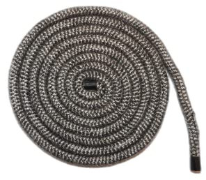 The Stove Wizard Fire Rope Seal 10mm x 4m, Black Glass Fibre Cord with 100mm Thermal End Tape, Heat Resistant to 650°C, for Log Burners, Multi Fuel Stoves and Ovens