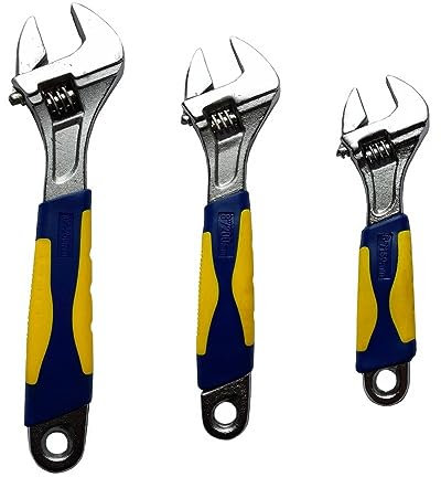 Static Arc Adjustable Spanner Wrench Soft Grip Handle Open Jaw Heavy Duty 6/8/10 (3pc Set (1 of Each Size))