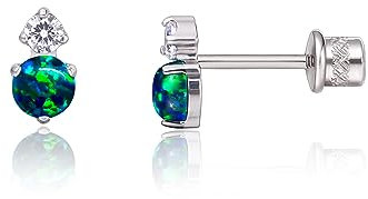 Limerencia Medizinische Titan Ohrringe, G23 Hypoallergen Gesundheitsstecker Ohrstecker mit Schraubverschluss, Nickelfreie Ohrringe für Damen, Mädchen und Kinder (CZ + Green Opal)