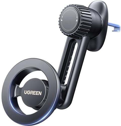 UGREEN Soporte Móvil Coche para Magsafe Altura Ajustable, Suporte Telemovel Carro Magnético para Rejillas de Ventilación Compatible con iPhone 16 15 14 13 Series y Otros Smartphones