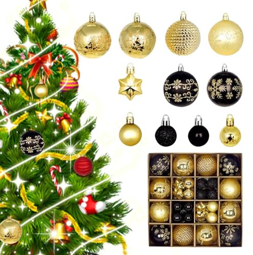 Weihnachtskugeln Ornamente,Weihnachtskugeln für den Weihnachtsbaum | Weihnachtsdekorationsset, 44-teilig, Mehrfarbig, bruchsichere Ornamente mit aufhängbarem Seil für