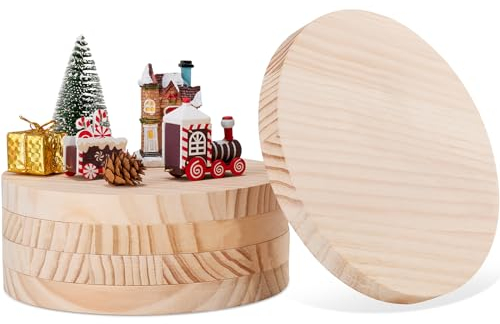 Yangbaga runde Holzscheibe 5ST, Ø205mm Holz Log Scheiben, Naturholz Baumscheiben Ca.20mm Dicke für DIY Handwerk Hochzeit Mittelstücke Weihnachten Dekoration zum Basteln, Malen Baumscheibe