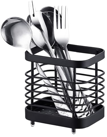 MEMOFYND 1 soporte para cubiertos de acero inoxidable, escurridor de cubiertos, limpiador de fregaderos de acero inoxidable, utensilios de cocina y almacenamiento de cubiertos, adecuado para cocinas