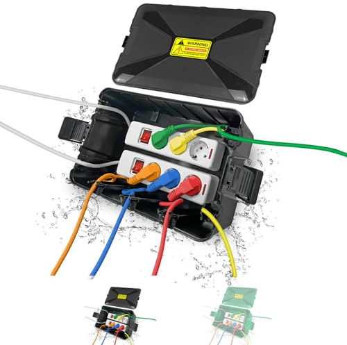 NARTOV Boitier Etanche Electrique Exterieur (32x22x13 cm), Boîte de Jonction étanche 7 Trous XXL Résistante aux intempéries Pour l'extérieur, Étanche IP54 Résistant aux Intempéries (Noir)