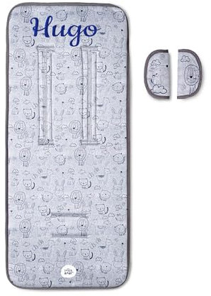 INTERBABY - Colchoneta transpirable para silla de paseo, Personalizado con nombre de su bebé bordado (OC039GP)