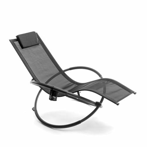 InnovaGoods® Klappbarer Schaukelstuhl mit abnehmbarem Kissen, Gartenliege, Relaxliege mit Armlehnen und Getränkehalter, trägt bis zu 150kg, Tragbare Liege Ideal für den Garten