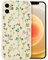 RALEAVO Flower Case for iPhone 12, Liquid Silicone Shockproof Protection Case Cover for Girls Women with Aesthetic Cute Floral Patterns Soft Slim Phone Case for iPhone 12 6.1-Beige