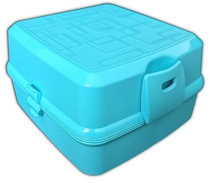 HAC24 Brot- und Lunchbox mit 4 Fächern Vesperdose 1400ml Brotdose Inkl. Gabel & Löffel Snackbox Vorratsbox Brotbüchse Kunststoff (hellblau)