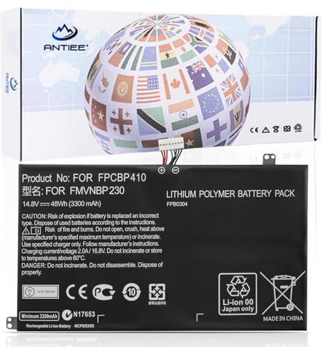 ANTIEE FPCBP410 Laptop Akku Kompatibel mit Fujitsu Lifebook UH574 UH554 FMVNBP230 FPB0304 14.8V 3300mAh