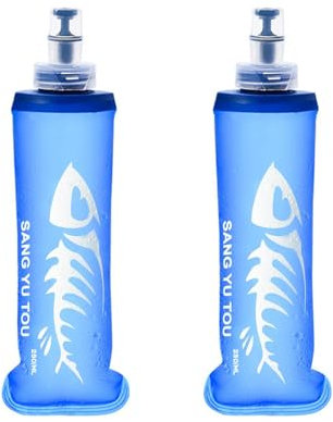 Lot de 2 bouteilles d'eau souples en TPU pour course à pied, 250 ml, gourde d'hydratation pliable pour le cyclisme, la randonnée, le camping, le jogging, l'extérieur