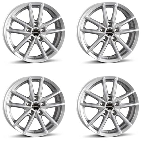 4x Borbet Felgen W 8x18 ET50 5x114,3 crystal silver kompatibel mit Hyundai i20 N i30 Ioniq 6 Ioniq Kona Santa Fe Tucson
