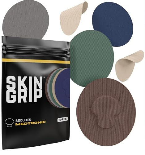 Skin Grip CGM Sensor Patches Compatible with Medtronic Guardian (20-Pack), Waterproof & Sweatproof for 10-14 Days, Pre-Cut Adhesive Tape, Continuous Glucose Monitor Patch, Basics Pack
