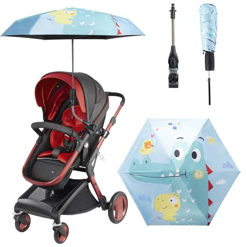 luckhycz Sombrilla Carrito Bebe, Sombrilla Universal para Cochecito de Bebé, Protección UV 50 +, 90 cm Sombrilla de Protección Solar de Diámetro para Bebés y Bebés con Abrazadera Ajustable (Cocodrilo)