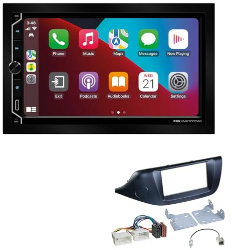 ESX VMX700DAB 2-DIN Autoradio kompatibel mit Wireless Apple CarPlay Android Auto Bluetooth DAB+ passend für KIA Cee'D ab 2012 schwarz