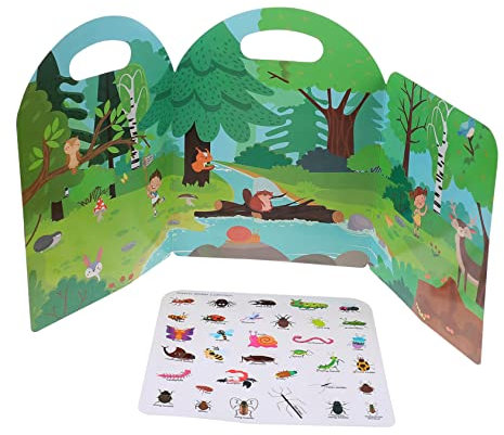 KOMBIUDA Ruhiges Kinderbuch Aktivitätsbücher Für Kinder Kinderspielzeug Buch Frühes Lernen Wiederverwendbares Stickerbuch Kognitionsbuchspielzeug Kinderpuzzle Bücherregale Gelee-Aufkleber