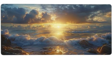 XXL Large Mouse Mat 35.4 x 15.7 x 0.1 inch Extended Mouse Mat Christmas Tree Mouse Pad Stripe Desk Pad, Adults Gaming Mouse Pad, Keyboard Pad with Stitched Edges Non-Slip Rubber Base for Desk Decor