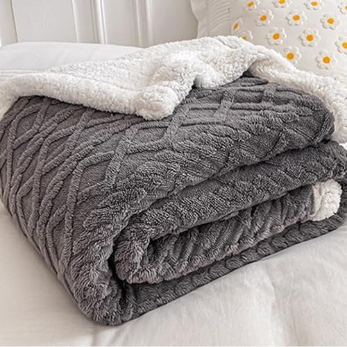 AShanlan Kuscheldecke Flauschig Decke Sofa Warme Dicke Wolldecke 220x240 Grau Sofadecke Couchdecke Wohndecke Kuscheldecken Überwurfdecke Blanket für Bett Sofa Couch