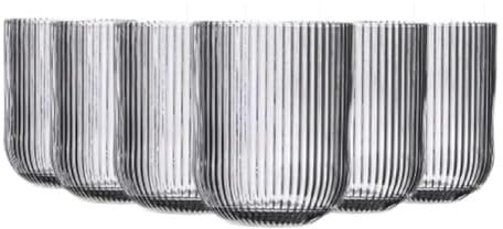 TRESV Set de 6 Vasos Colores o Transparente, Vaso de Cristal agua de 270 ml, Vaso de Agua y Bebidas, Aptos para Lavavajillas (Gris 270ml)