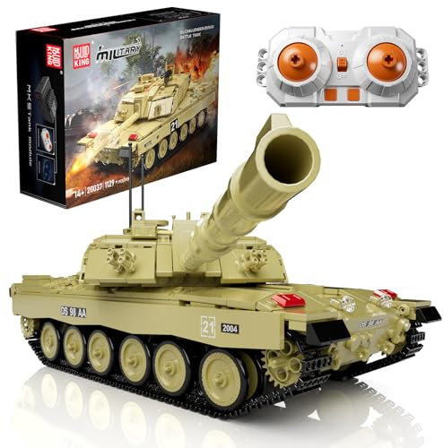 Mould King 20037 Technik RC Panzer Bausteine Klemmbausteine Panzer Challenger 2 Militär Tank Modellbau Kompatibel Mit Andere Marken(1129 Teile)