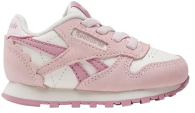 Reebok Cl Lthr EB Sneakers for Women, Child Ftwr White/Frosted Berry/Chalk, 12.0 cm
