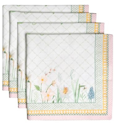 Maison d'Hermine Stoffservietten 100% Baumwolle (45 cm x 45cm, 4er-Set) | Wiederverwendbar, quadratisch, waschbar, ideal für Dinnerpartys, Hochzeiten und Frühjahr Sommer - Easter Dew