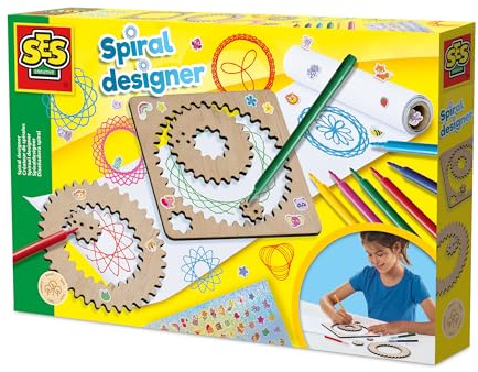 SES Creative 14788 Wooden Spiral Designer - Creative Drawing Kit for Kids Aged 5+ - Create Over 40 Unique Spiral Designs with 5 Wooden Wheels