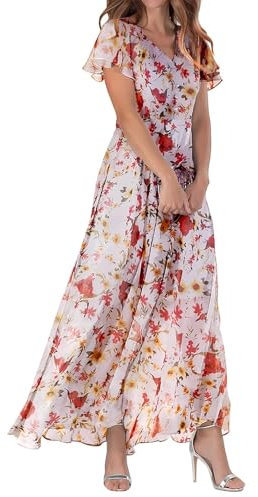 WVONIF Robe Cocktail Femme Chic élégante Sexy Robes Courte D'été Cou Rond sans Manches Imprimé Floral Bohème Grande Taille Pas Cher 2025 Mode Rétro Mini Jupe De Plage Tendance Robe Femme été (Rose,L)