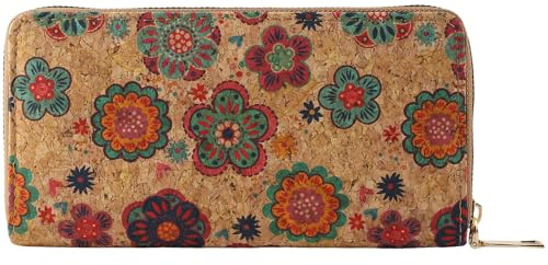 GmeDhc Kork Portemonnaie Damen, Kork Geldbörse Damen mit Reißverschluss, Geldbörse Bunt, Geldbörse mit Kartenhalter, Geldbörse Vegan, Geschenk für Mädchen