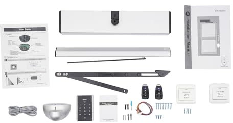 Türöffner Automatischer Schwingtüröffner Automatischer elektrischer Drehtüröffner mit 2 Fernsteuerung Sensor Silber