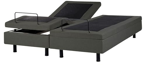 Beliani Modern EU King Size 5ft3 Electric Bed Adjustable Remote Control without Headboard Polyester Dark Grey Duke II
