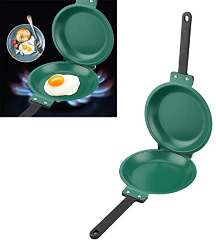 Segutage Double-sided pancake pan, omelette pan, kitchen pan, green, 19 cm, toast pan with heat-resistant handle, toast pan for cooking, roasting, baking, grilling