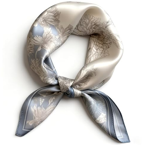Xvbhaq Halstücher für Damen 70CM x 70CM Quadratisches Tuch aus Kunstseide Blumen und verschiedene Muster Druckschal Elegantes Accessoire Silk Scarf Seidenschal