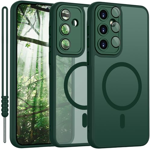 YUANDMI für Samsung Galaxy A55 5G Hülle kompatible mit MagSafe, Handyhülle für Samsung Galaxy A55 5G Magnetisch Matte Touch Kameraschutz, rutschfest Kratzfest Schutz Stoßfest Hülle Matt Grün