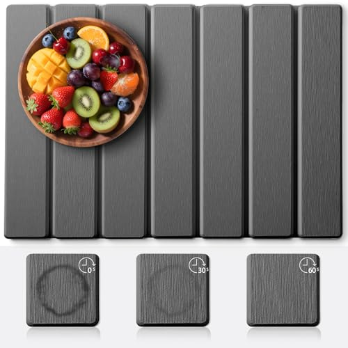 Escurreplatos - Escurreplatos Diatomita Absorción Rápida y Secado Rápido Alfombrilla Diatomita Piedra Diatomita y Alfombra Escurridor de Platos Fregadero de Cocina (Gris Oscuro, 40 x 30cm)