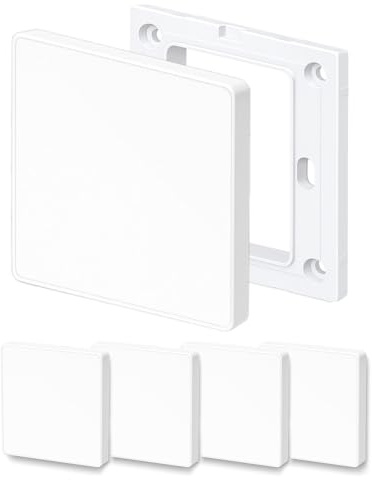 4 Pcs Blank Wall Plates, Decorative Wall Hole Covers, Recessed Blind Wall Plaques 3.4 x 8.7 cm Plastic Lids for Wall Holes (White (4 PCS))