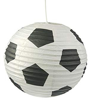 Papierlampe fürs Kinderzimmer - Lampenschirm mit FUSSBALL Motiv - Pendelleuchte mit Aufhängung