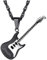 PROSTEEL Herren personalisiert Halskette schwarz Edelstahl Gitarre Anhänger mit 3mm 60cm Singapurkette Name Gravur Trendig Schmuck Accessoire für Männer Jungen Musik Liebhaber