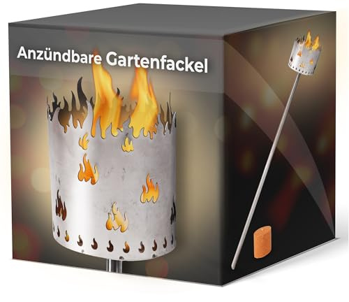 Gartenfackel für draußen Motiv Flamme 1x Brennelement - Holzspäne mit Wachs - Schwedenfackel Pelletfackel Feuersäule Flammschalen Wachsfackel Gartenleuchte