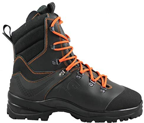 Ama Schnittschutz-Stiefel aus Stahl, rutschfeste und ölbeständige Sohle., Schwarz - Schwarz - Größe: 44 EU